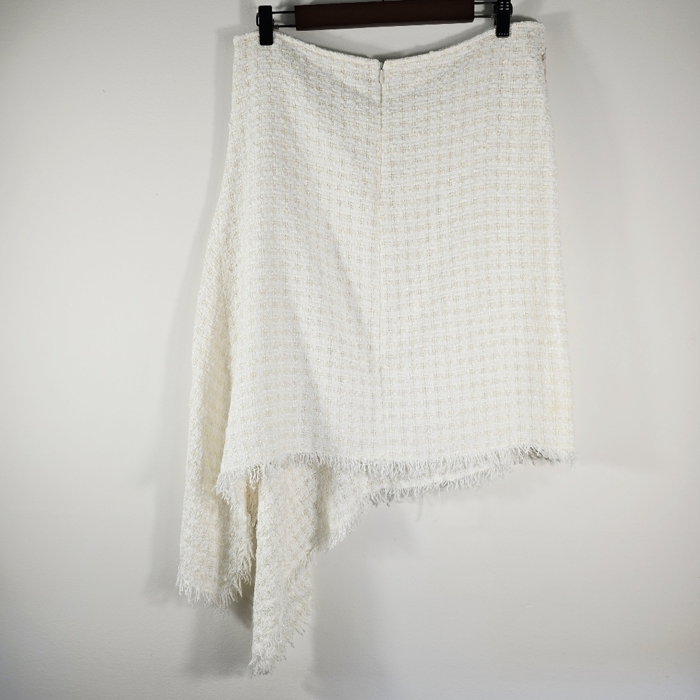 Vintage Paule Vasseur Elegant Tweed Cream Skirt Light Wait Size M - Picture 4 of 12